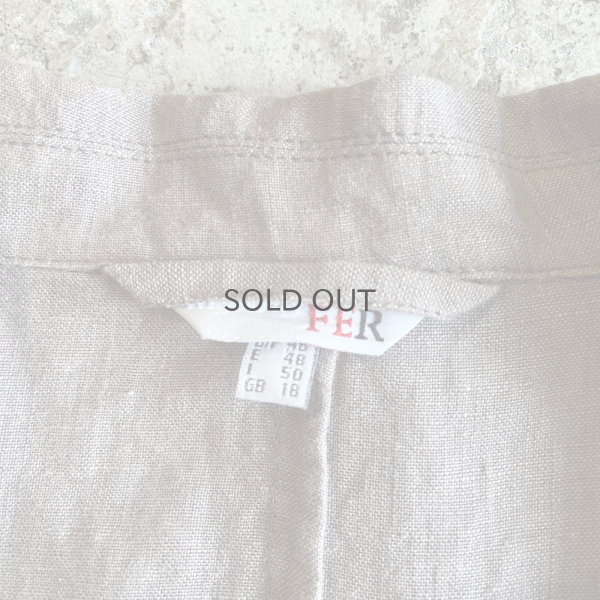 画像10: BEIGE COLOR FRONT RIBBON DESIGN LINEN JACKET / Ladies M(46) (10)