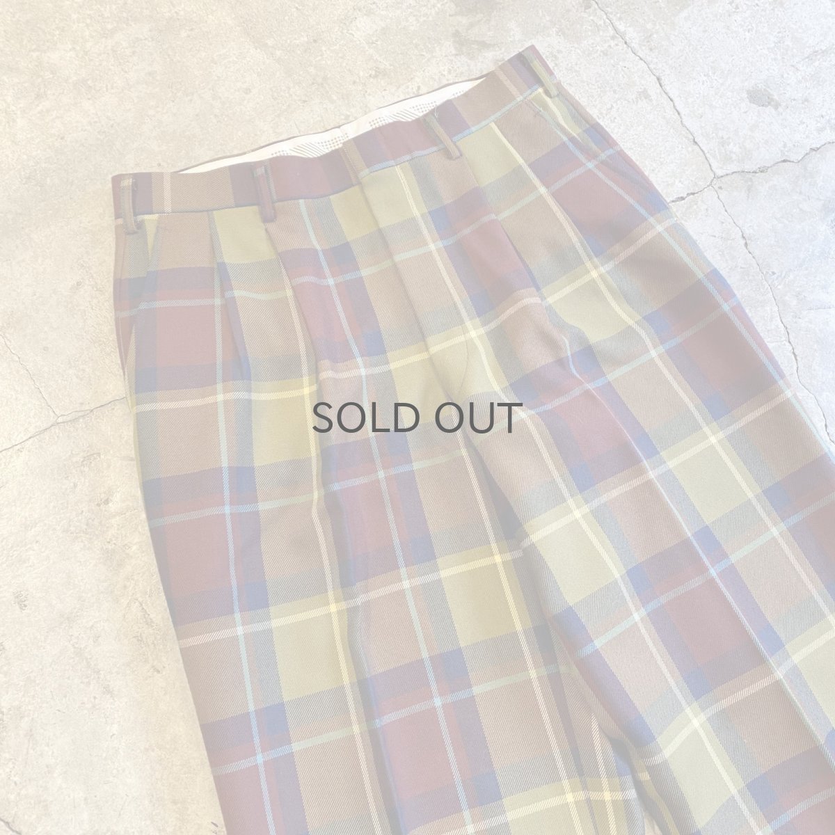 画像3: COLOR CHECK PATTERN 2 TUCK SLACKS PANTS / W30 (3)