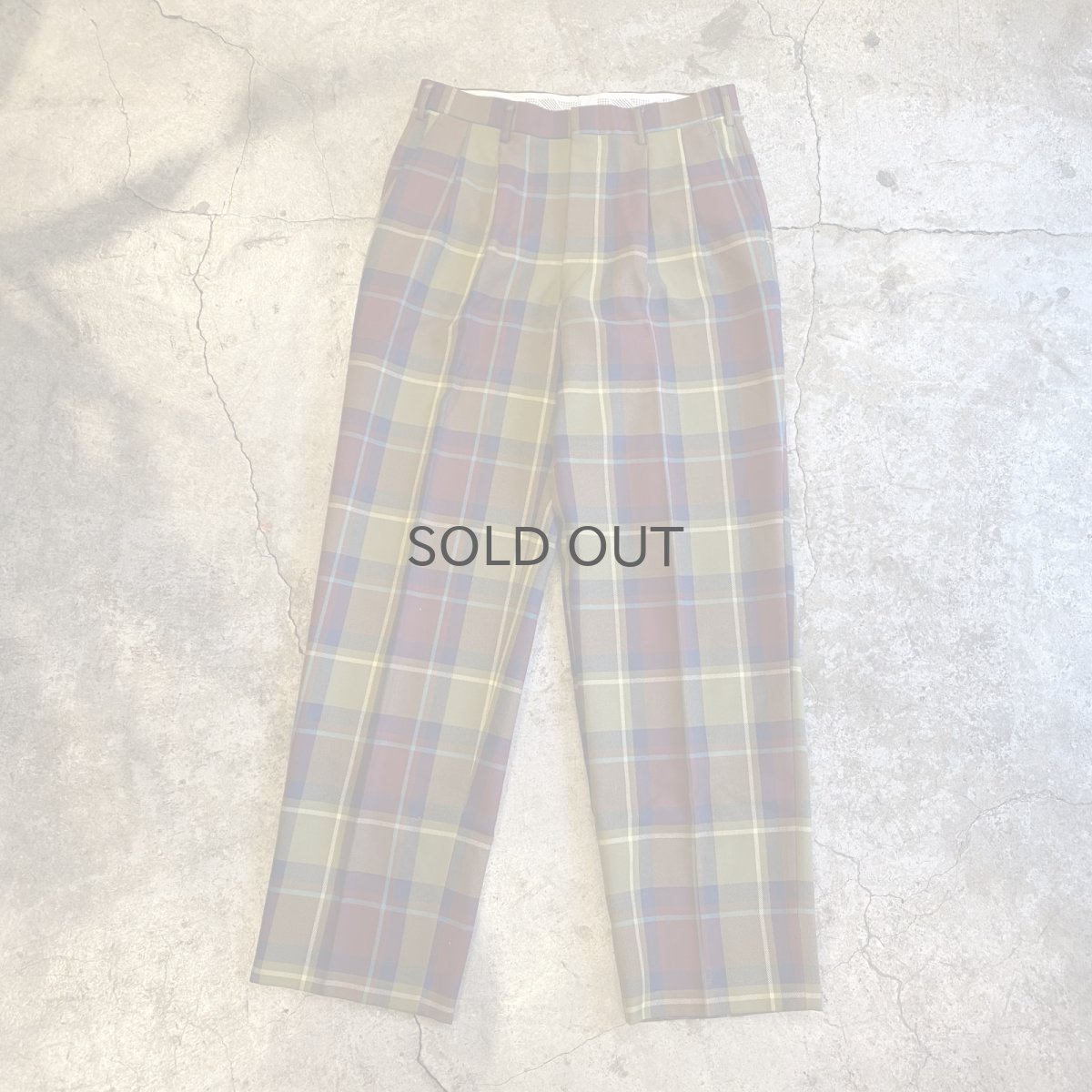 画像1: COLOR CHECK PATTERN 2 TUCK SLACKS PANTS / W30 (1)