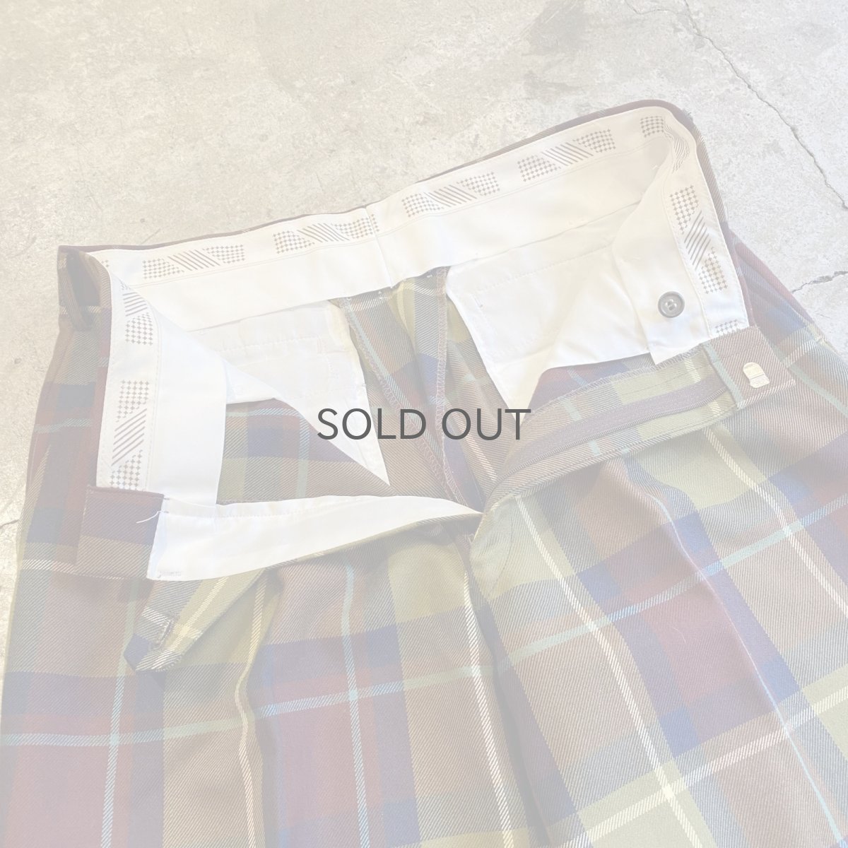 画像8: COLOR CHECK PATTERN 2 TUCK SLACKS PANTS / W30 (8)