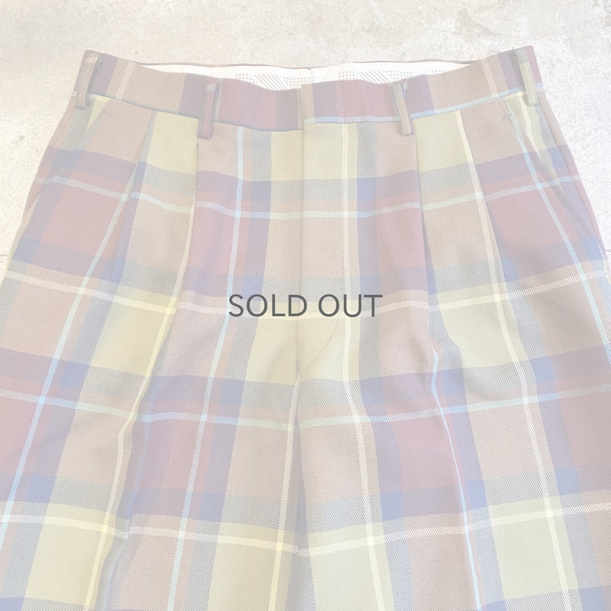 画像5: COLOR CHECK PATTERN 2 TUCK SLACKS PANTS / W30 (5)