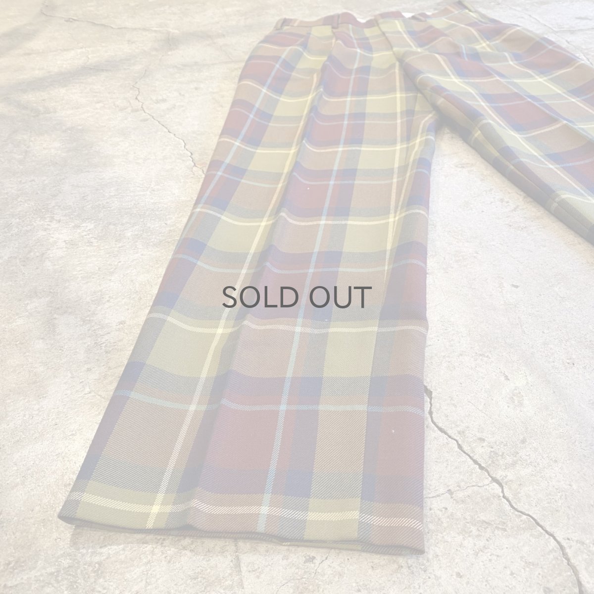 画像6: COLOR CHECK PATTERN 2 TUCK SLACKS PANTS / W30 (6)