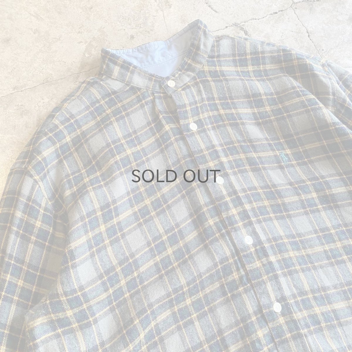 画像3: 【POLO】CUT OFF DESIGN STAND COLLAR CHECK PATTERN SHIRT / Ladies L (3)