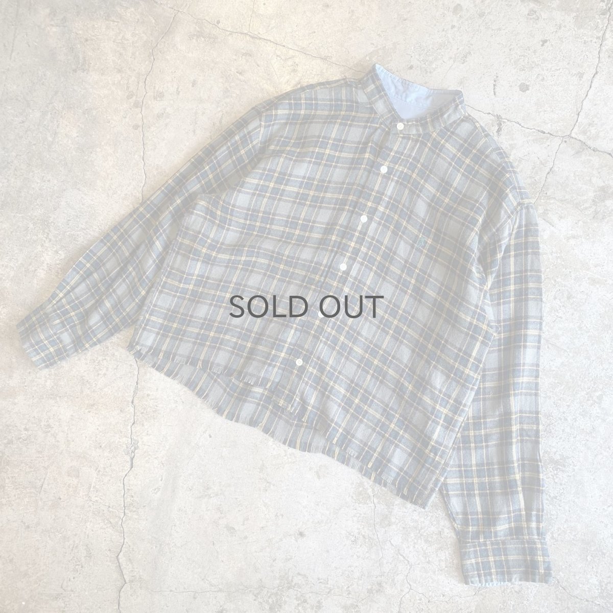 画像4: 【POLO】CUT OFF DESIGN STAND COLLAR CHECK PATTERN SHIRT / Ladies L (4)