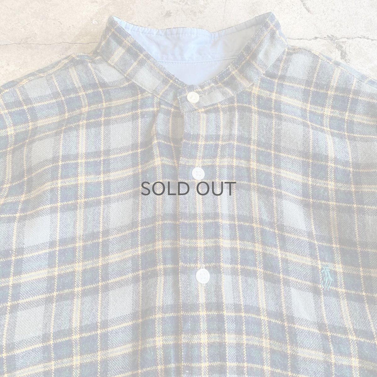 画像5: 【POLO】CUT OFF DESIGN STAND COLLAR CHECK PATTERN SHIRT / Ladies L (5)