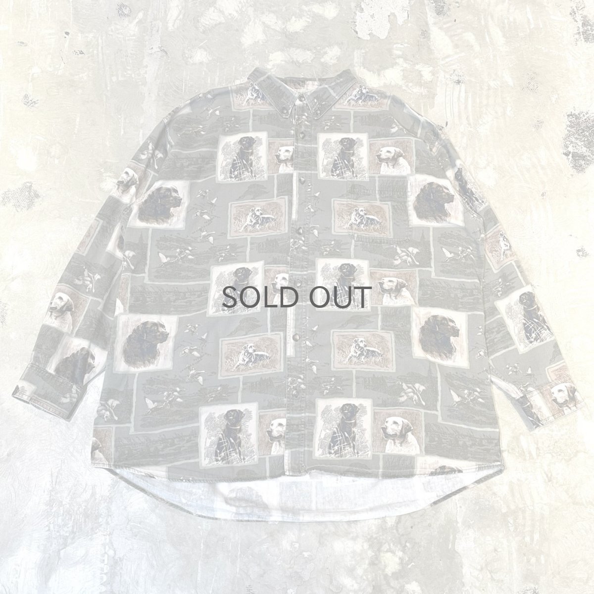 画像1: ALL OVER DOG GRAPHIC PATTERN L/S SHIRT / Mens 2XL (1)