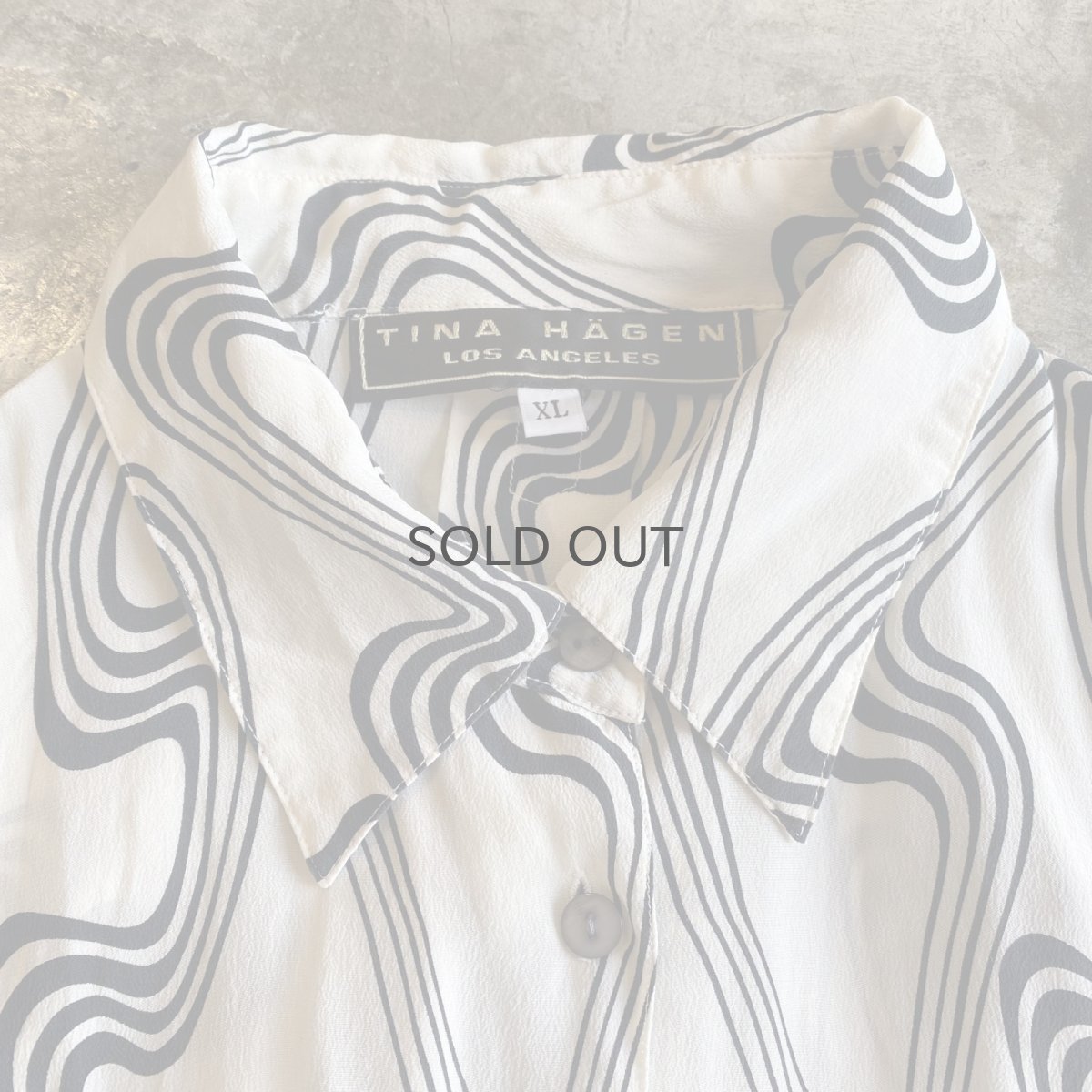 画像5: MONOCHROME COLOR ALL OVER PATTERN SILK SHIRT / Ladies XL(L) (5)