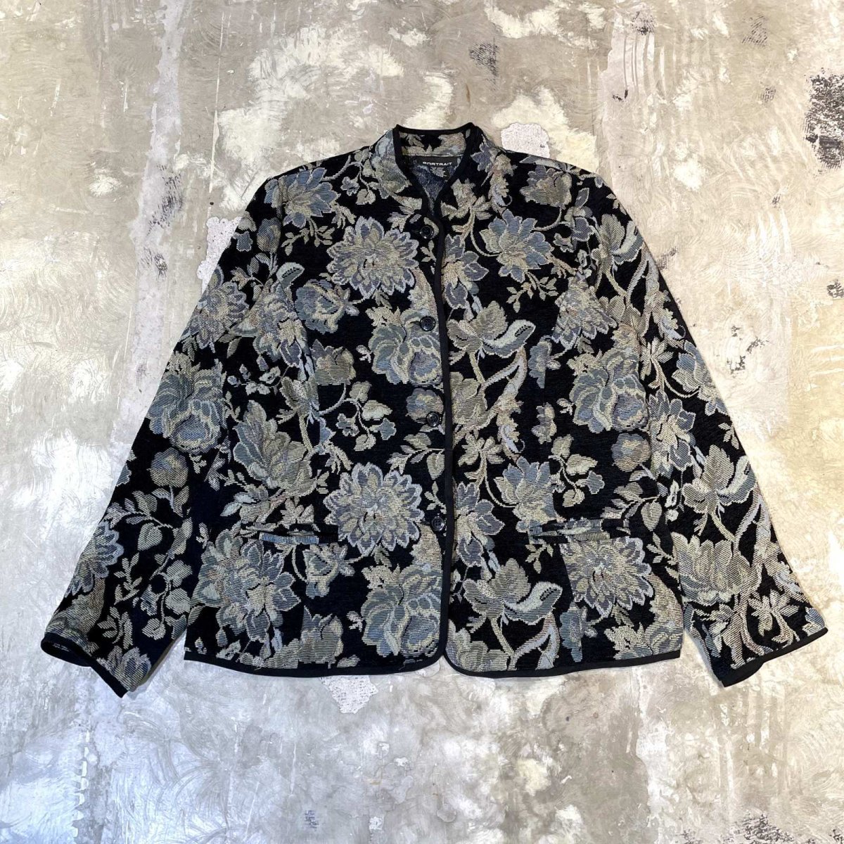 画像1: ALL OVER FLORAL PATTERN STAND COLLAR GOBELIN JACKET / Mens L(S) (1)