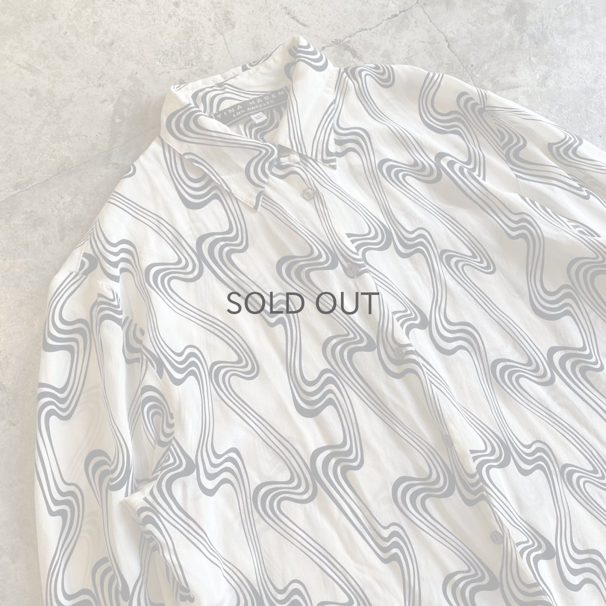 画像3: MONOCHROME COLOR ALL OVER PATTERN SILK SHIRT / Ladies XL(L) (3)