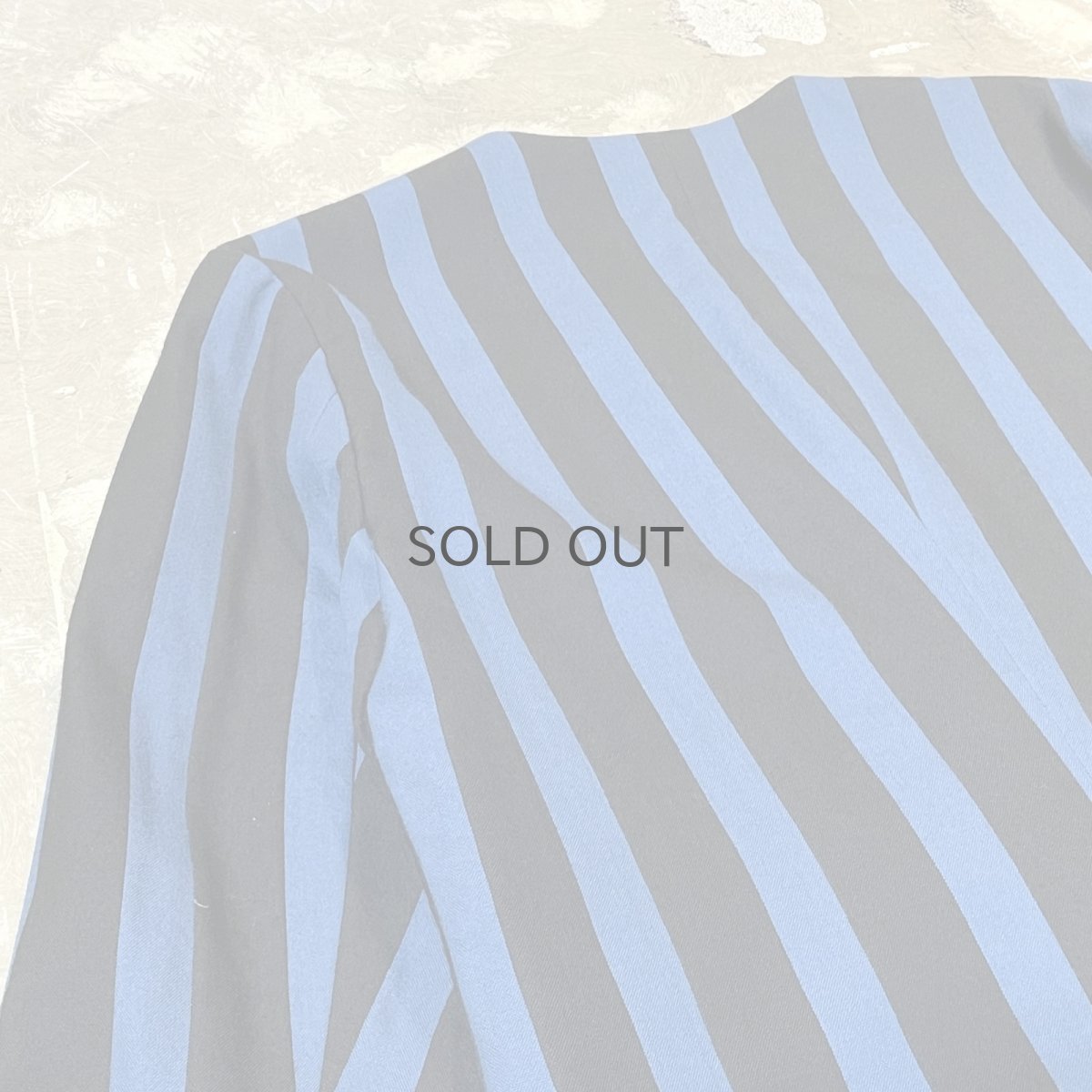 画像9: BICOLOR STRIPE PATTERN MULTI BUTTON NO COLLAR JACKET / Mens L (9)