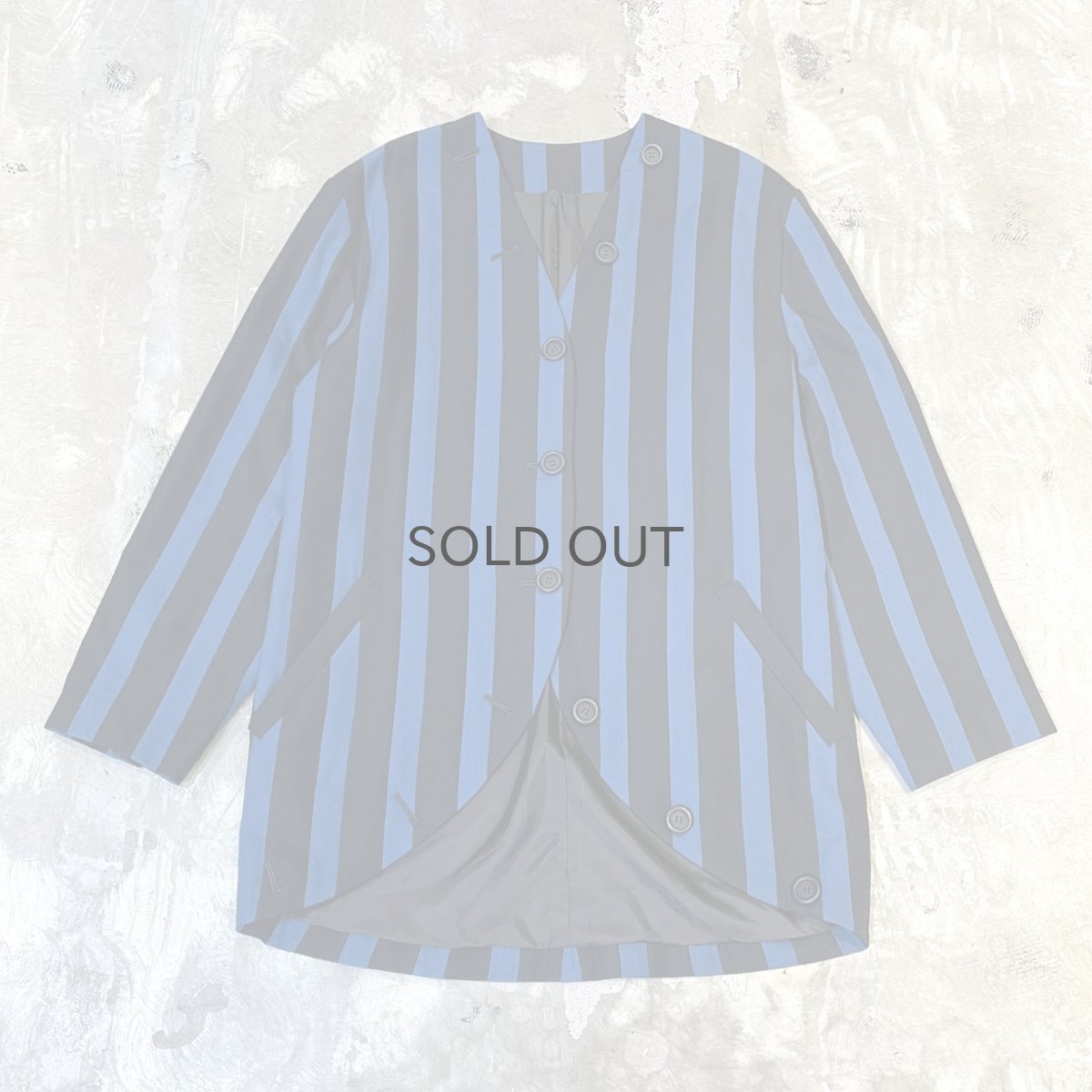 画像1: BICOLOR STRIPE PATTERN MULTI BUTTON NO COLLAR JACKET / Mens L (1)