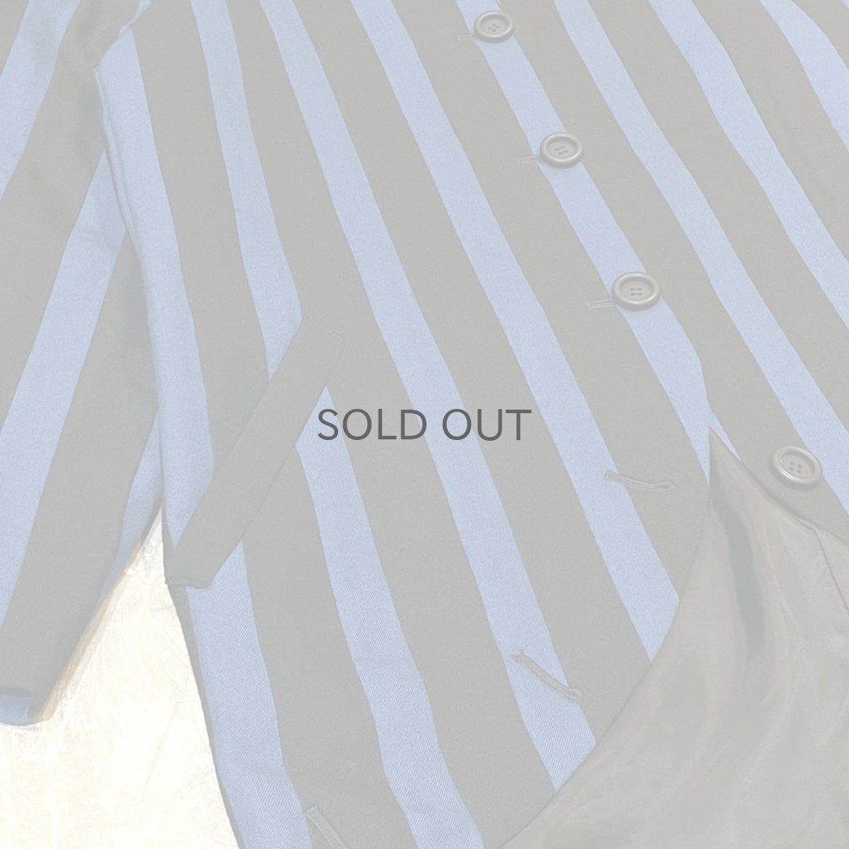 画像5: BICOLOR STRIPE PATTERN MULTI BUTTON NO COLLAR JACKET / Mens L (5)