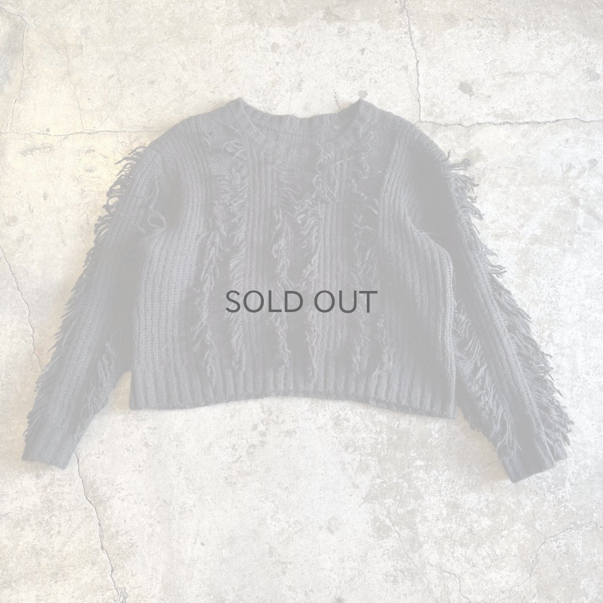 画像1: FRINGE LINE DESIGN SHORT KNIT SWEATER / Ladies M (1)