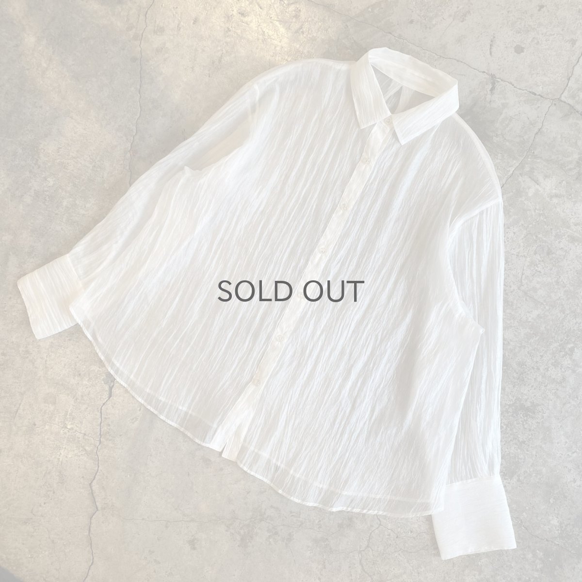 画像4: WHITE COLOR DESIGN SHEER L/S SHIRT / Ladies L (4)