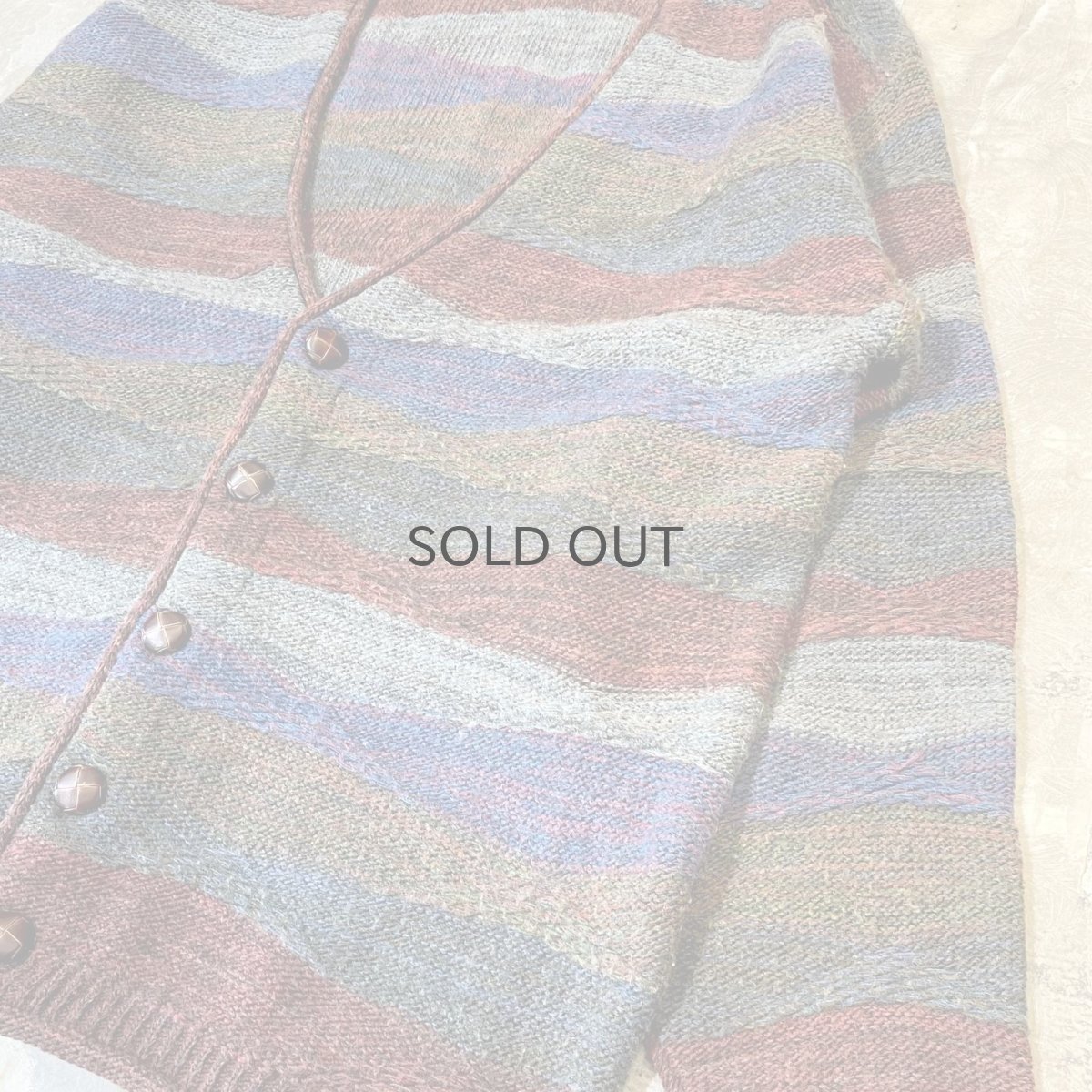 画像6: MULTI BORDER PATTERN KNIT CARDIGAN / Mens M / MADE IN ITALY (6)