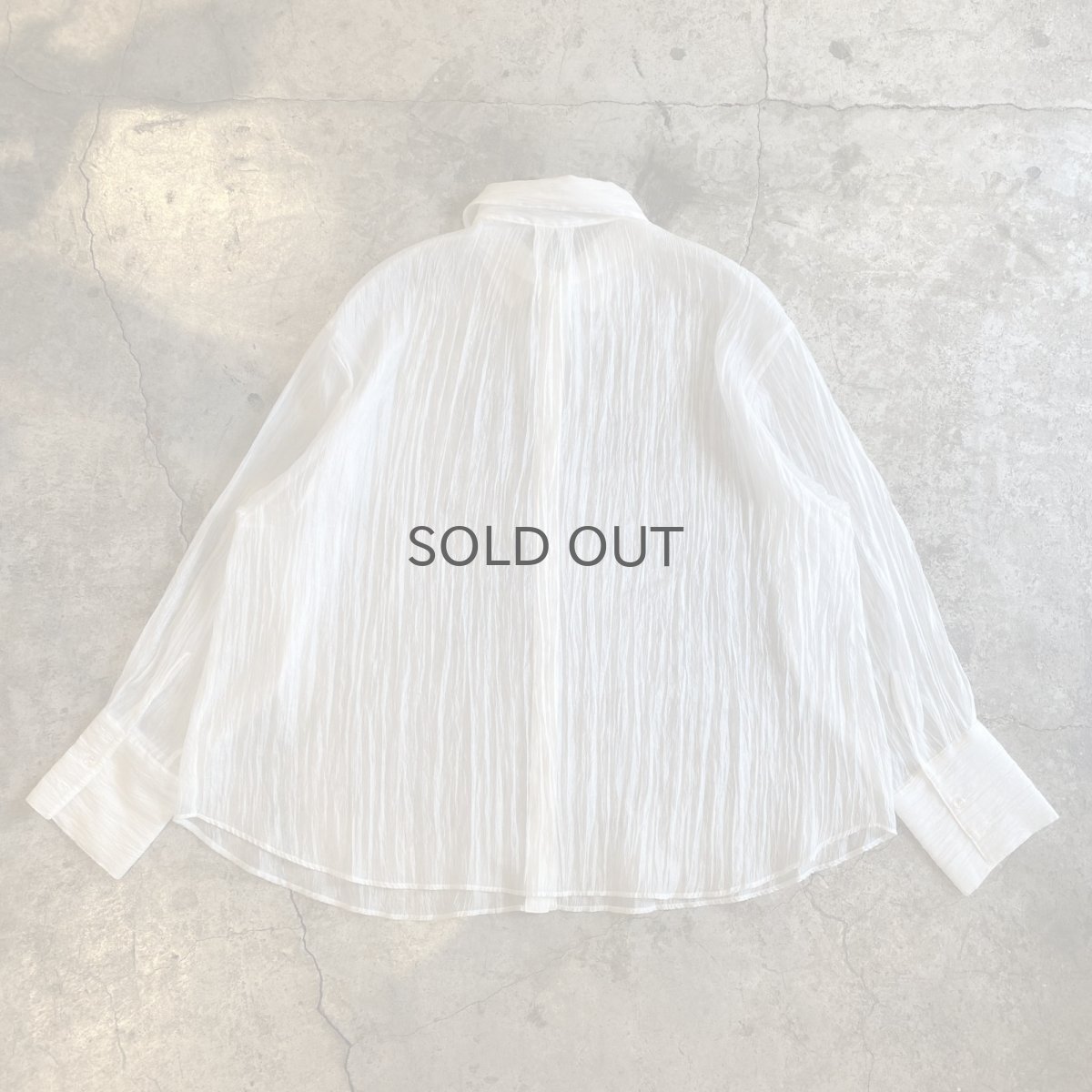 画像2: WHITE COLOR DESIGN SHEER L/S SHIRT / Ladies L (2)