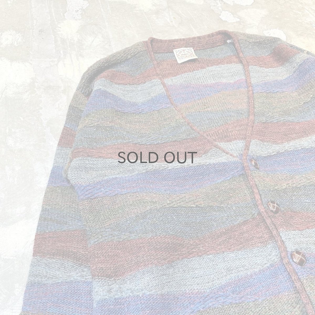 画像3: MULTI BORDER PATTERN KNIT CARDIGAN / Mens M / MADE IN ITALY (3)