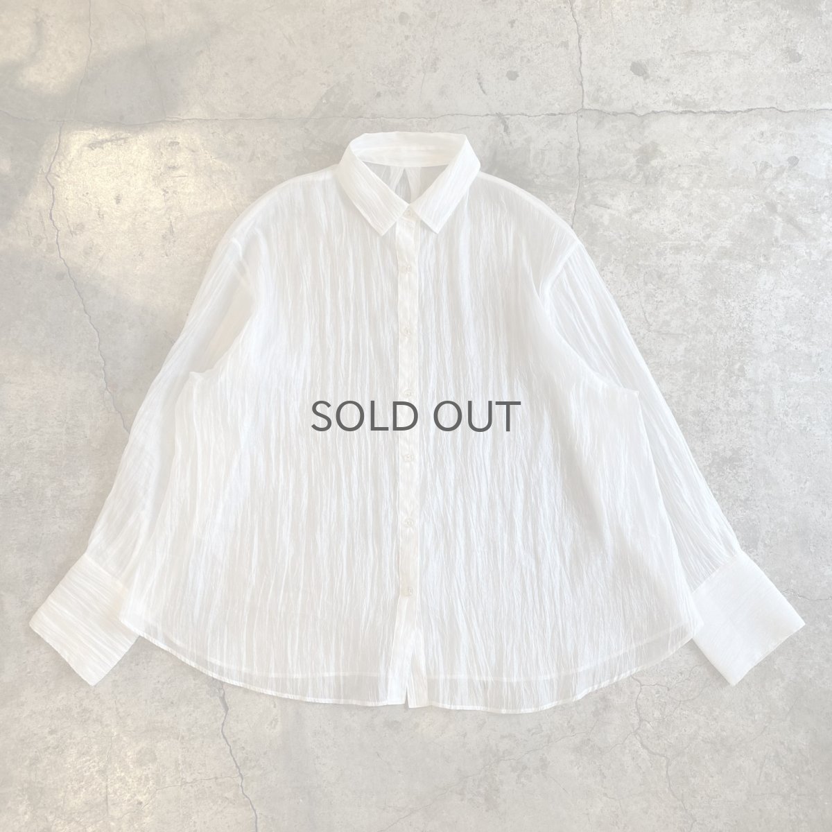 画像1: WHITE COLOR DESIGN SHEER L/S SHIRT / Ladies L (1)
