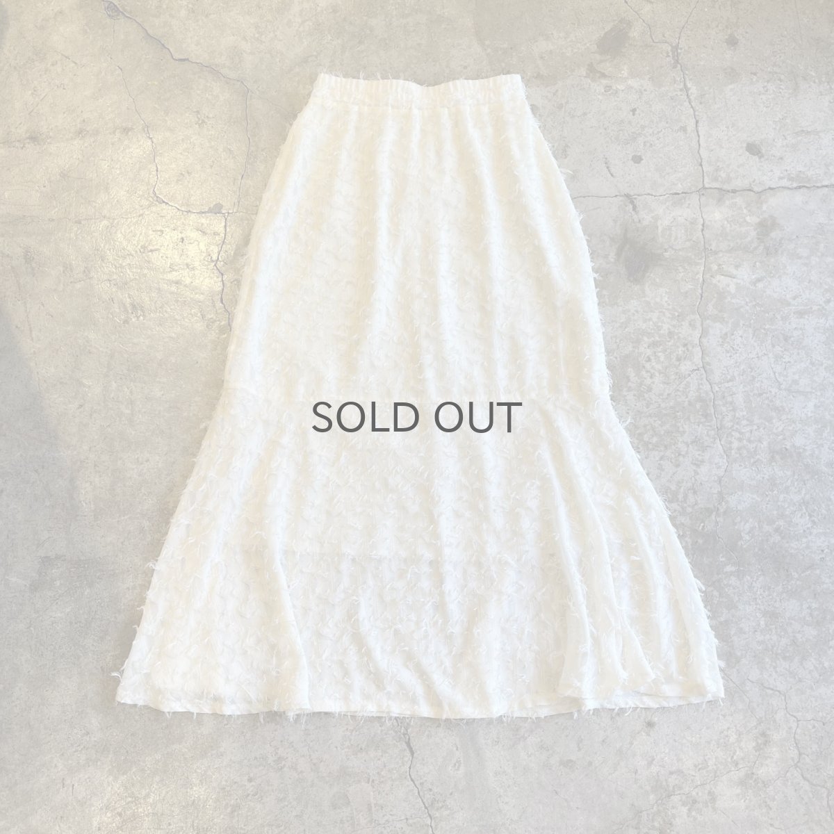 画像2: ALL OVER SHORT FRINGE DESIGN SHEER A LINE SKIRT / W24~30 (2)