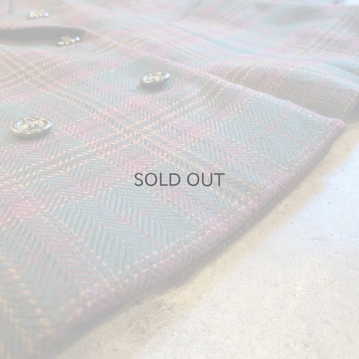 画像12: CHECK ALL OVER PATTERN DESIGN DOUBLE JACKET / Ladies M (12)