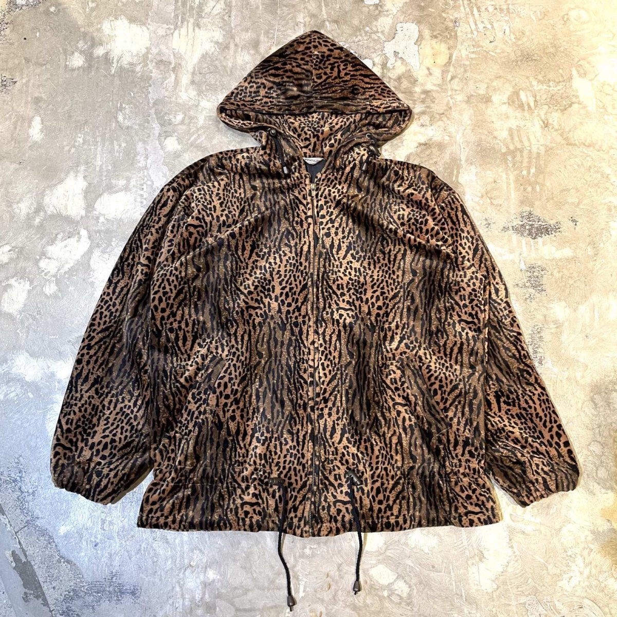画像1: ALL OVER LEOPARD PATTERN ZIP UP HOODIE JACKET / Mens L (1)