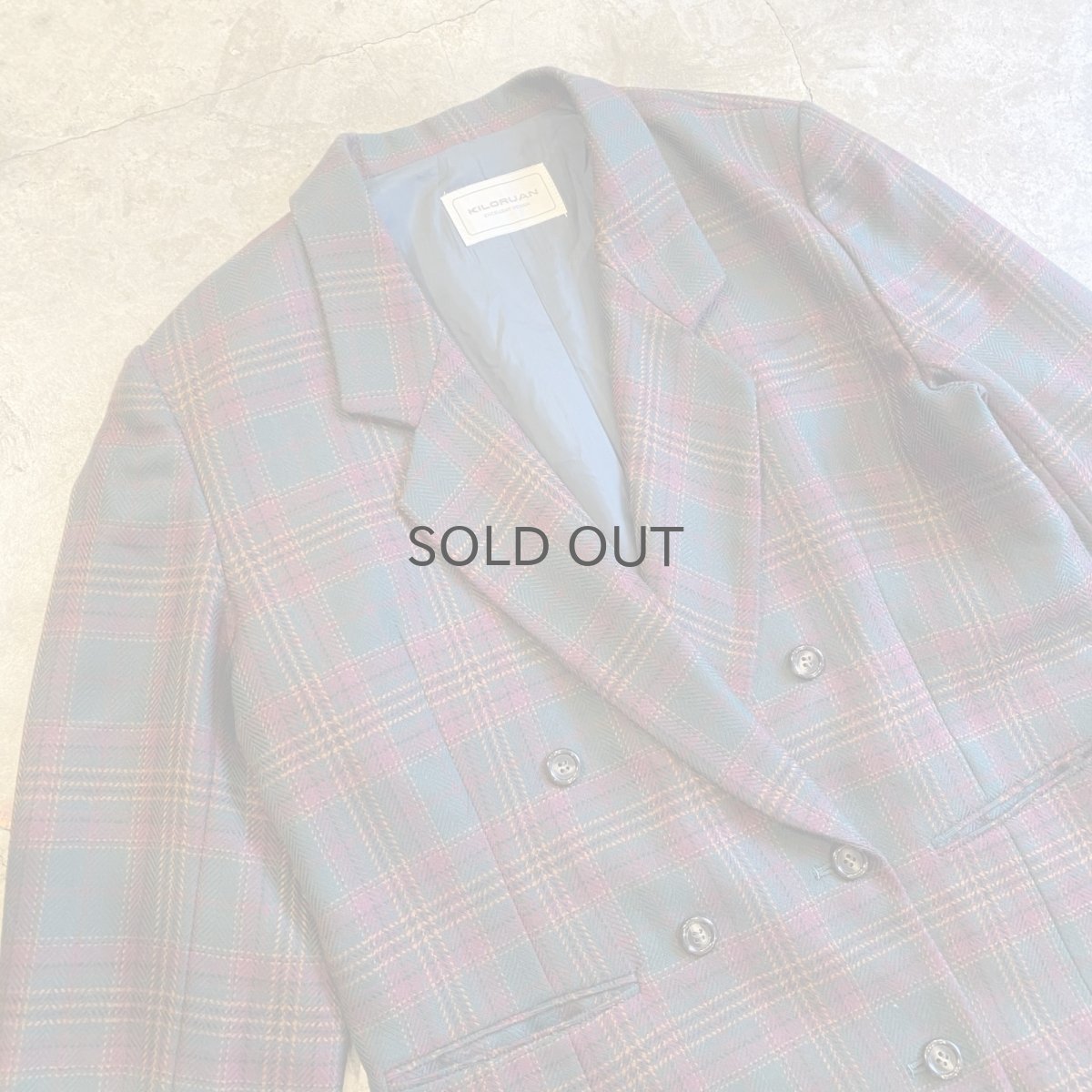 画像3: CHECK ALL OVER PATTERN DESIGN DOUBLE JACKET / Ladies M (3)