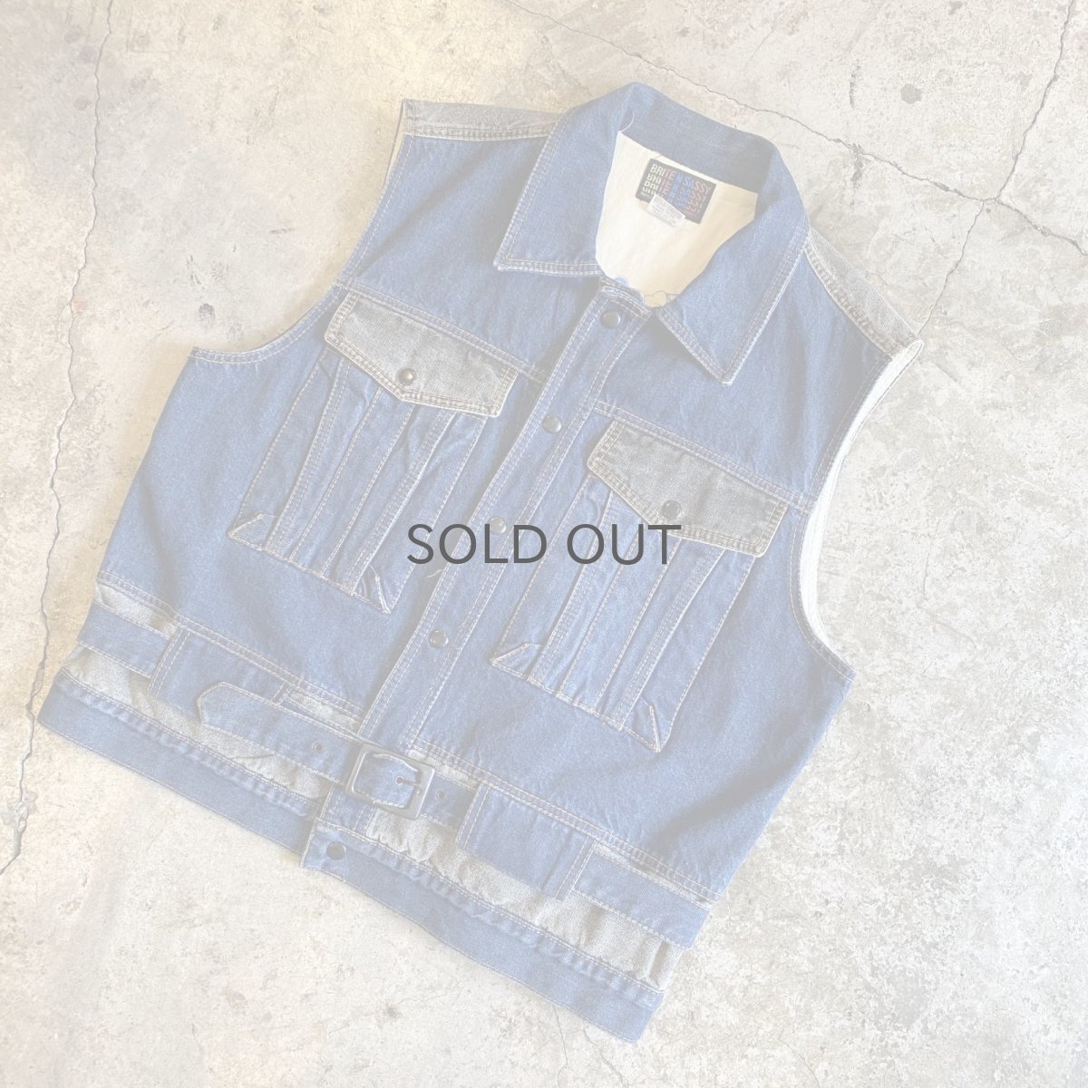画像4: 2 COLOR BELT DESIGN DENIM VEST / Ladies L (4)