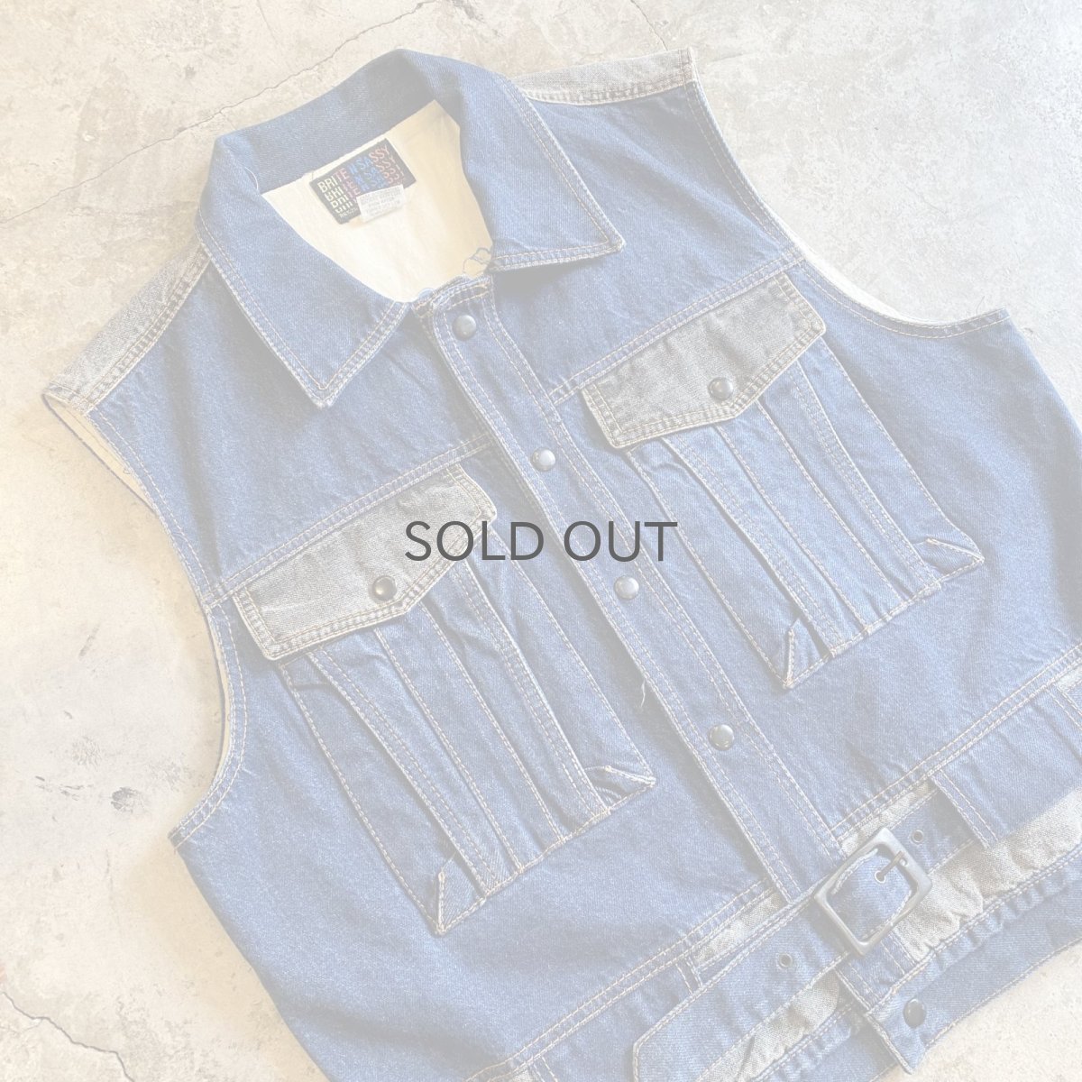 画像3: 2 COLOR BELT DESIGN DENIM VEST / Ladies L (3)