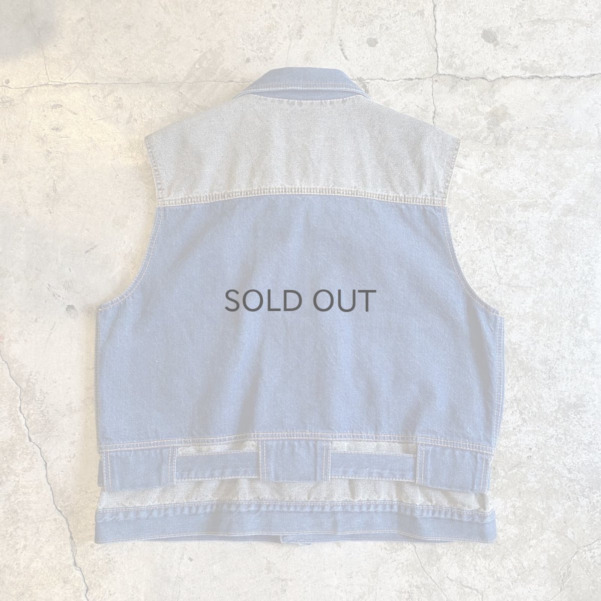 画像2: 2 COLOR BELT DESIGN DENIM VEST / Ladies L (2)