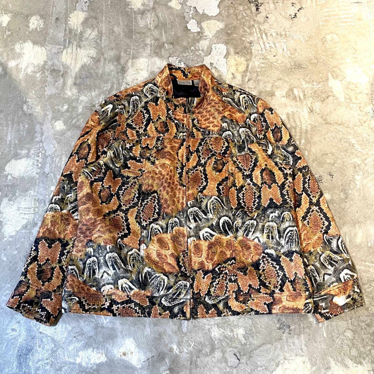 画像1: ALL OVER MULTI PATTERN HI-NECK ZIP UP JACKET / Mens L (1)