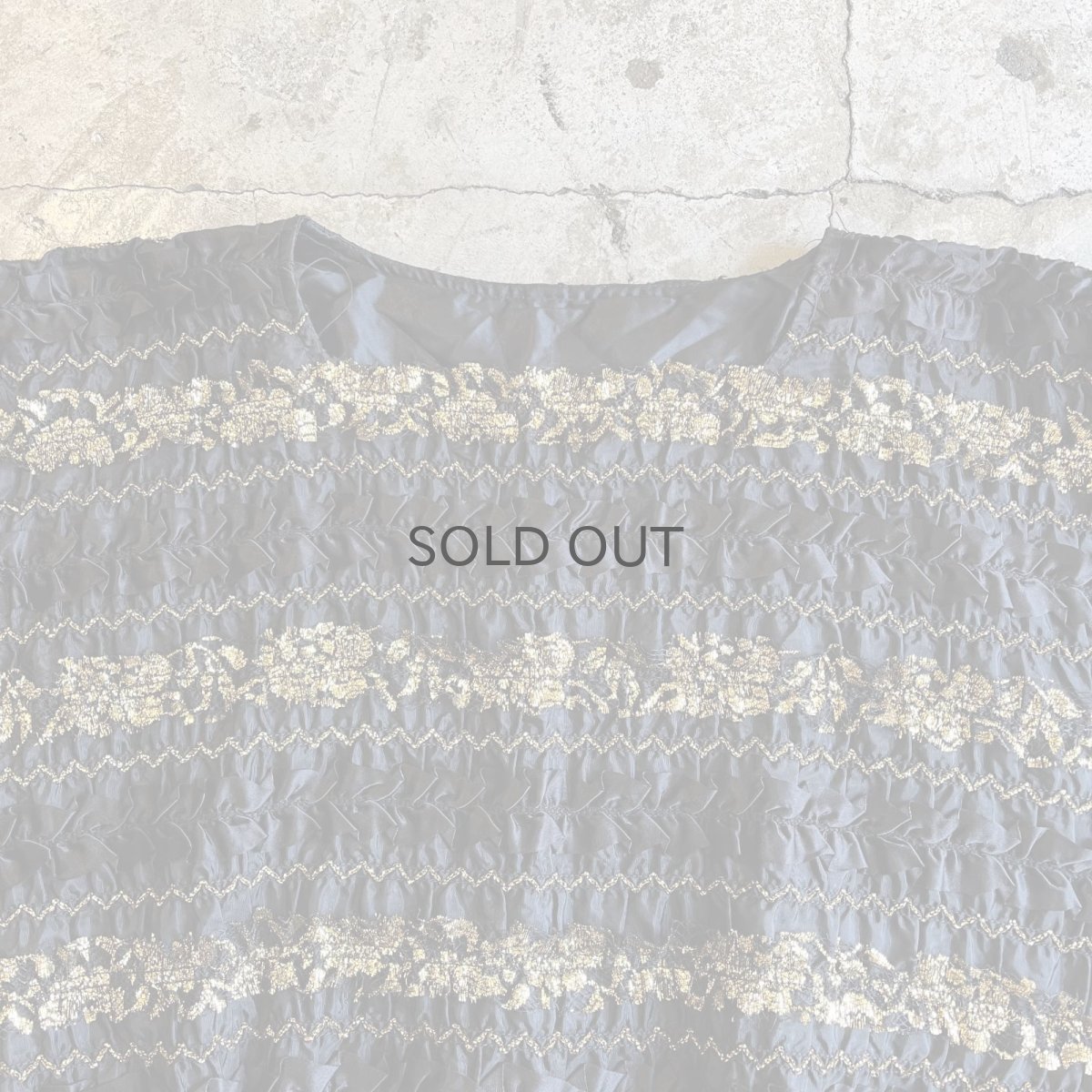 画像8:  ALL OVER MIX LINE LACE DESIGN SQUARE NECK L/S TOPS / Ladies M / MADE IN USA (8)