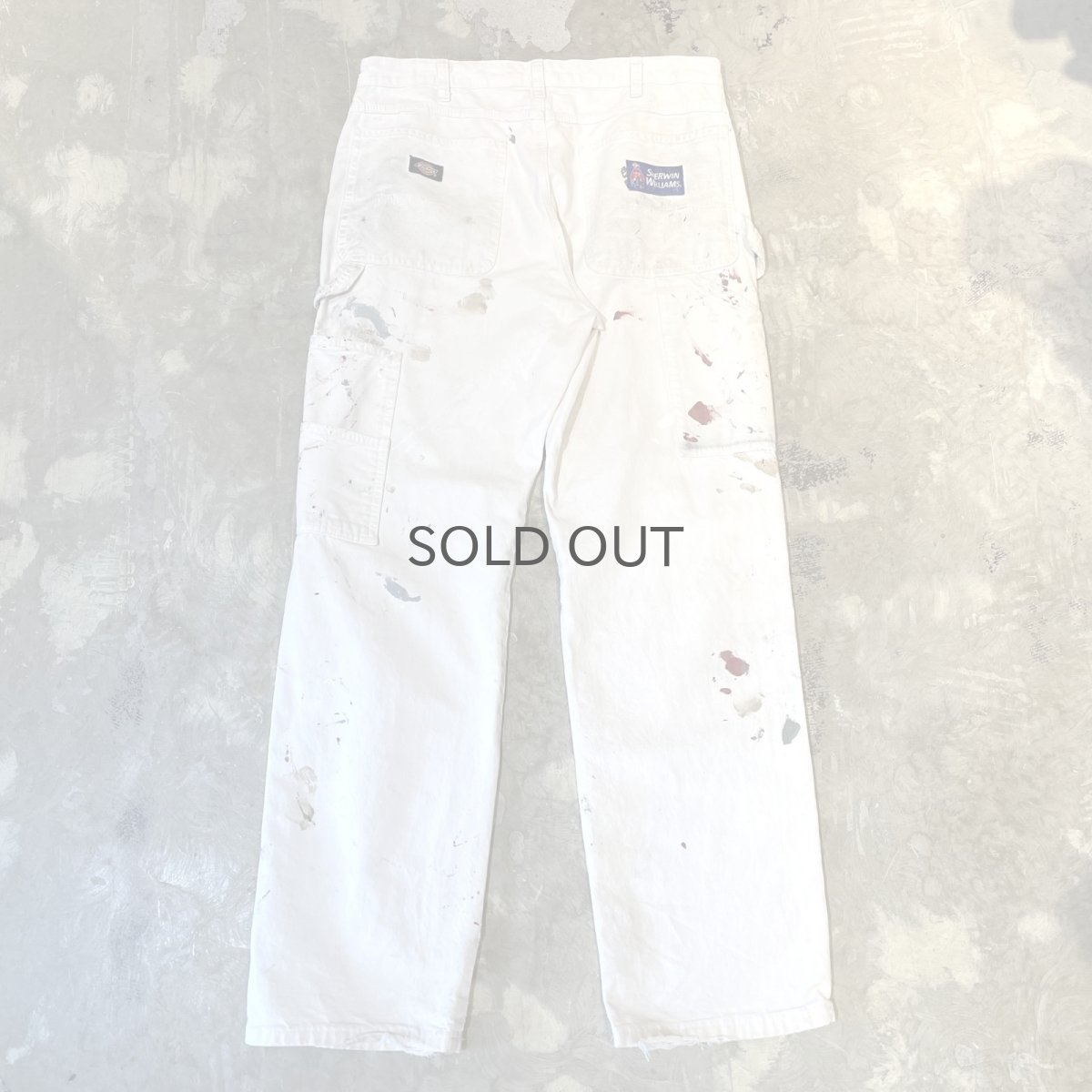 画像2: 【DICKIES】ALL OVER PAINTED DAMAGE WORK PANTS / W34 (2)