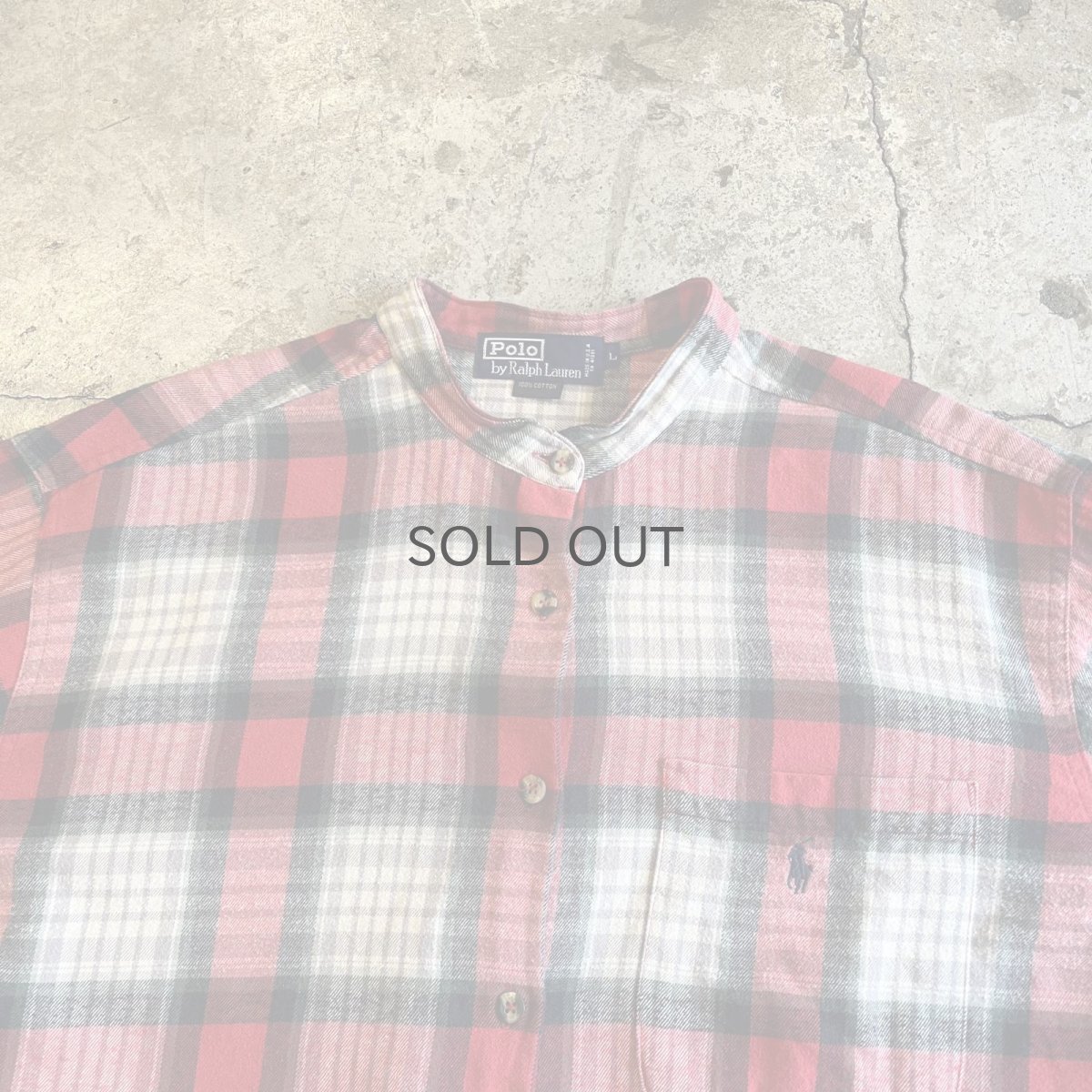画像7: 【POLO】CUT OFF DESIGN STAND COLLAR CHECK PATTERN L/S SHIRT / Ladies XL(L) / MADE IN USA (7)
