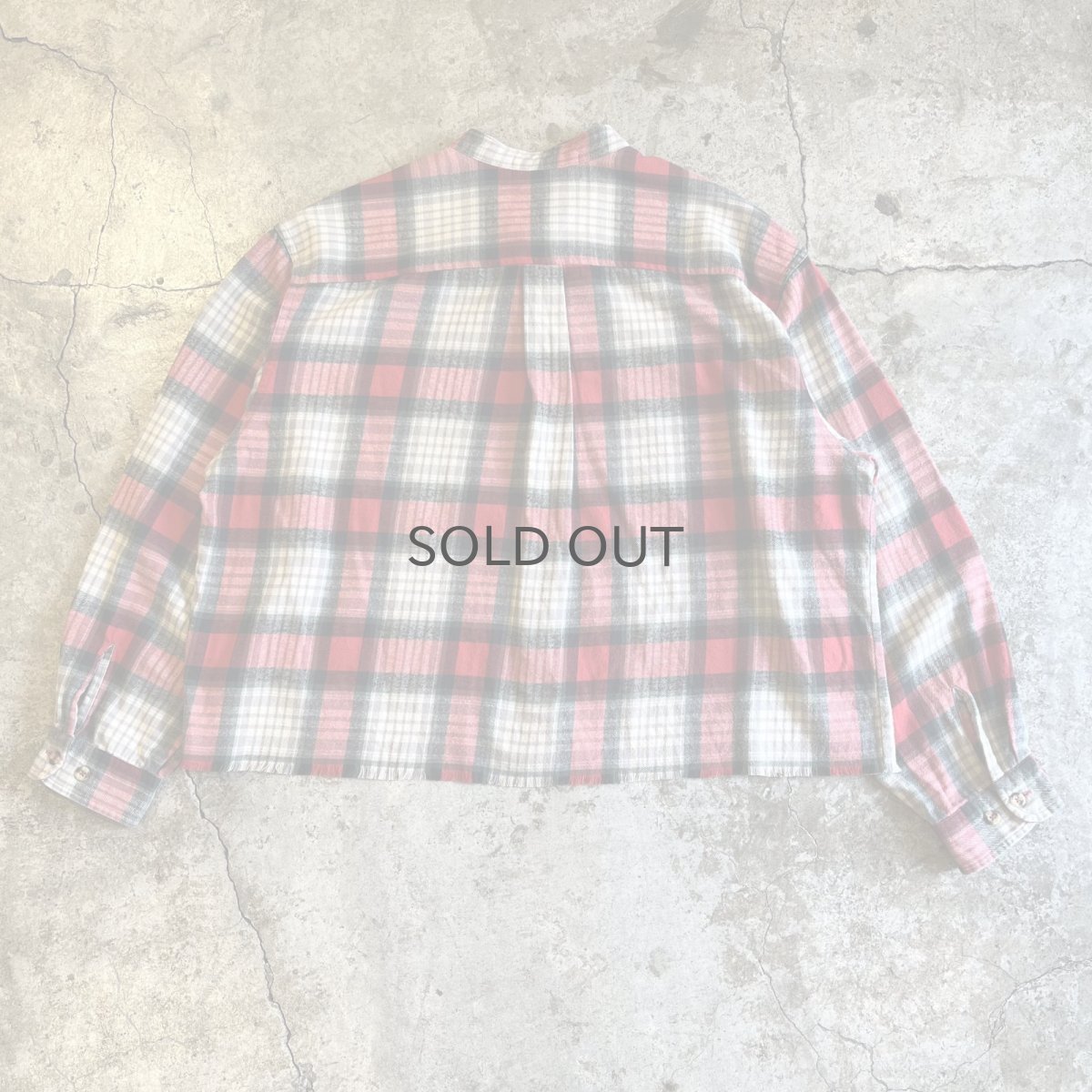 画像2: 【POLO】CUT OFF DESIGN STAND COLLAR CHECK PATTERN L/S SHIRT / Ladies XL(L) / MADE IN USA (2)