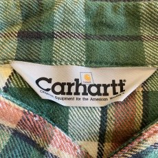 画像12: 【CARHARTT】CHECK PATTERN DOWN FRINGE CUT OFF SHORT DESIGN L/S SHIRT / Ladies L (12)