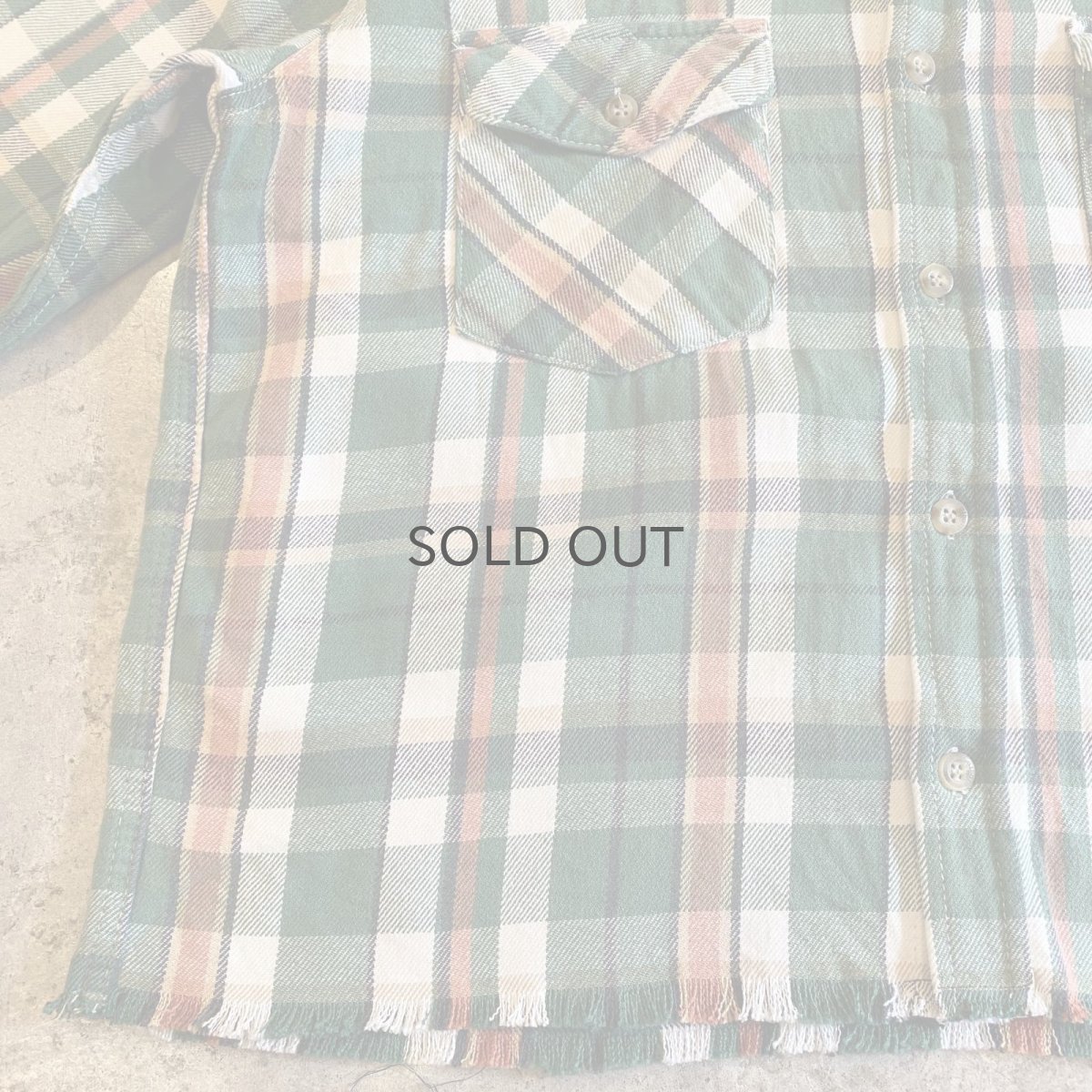 画像5: 【CARHARTT】CHECK PATTERN DOWN FRINGE CUT OFF SHORT DESIGN L/S SHIRT / Ladies L (5)