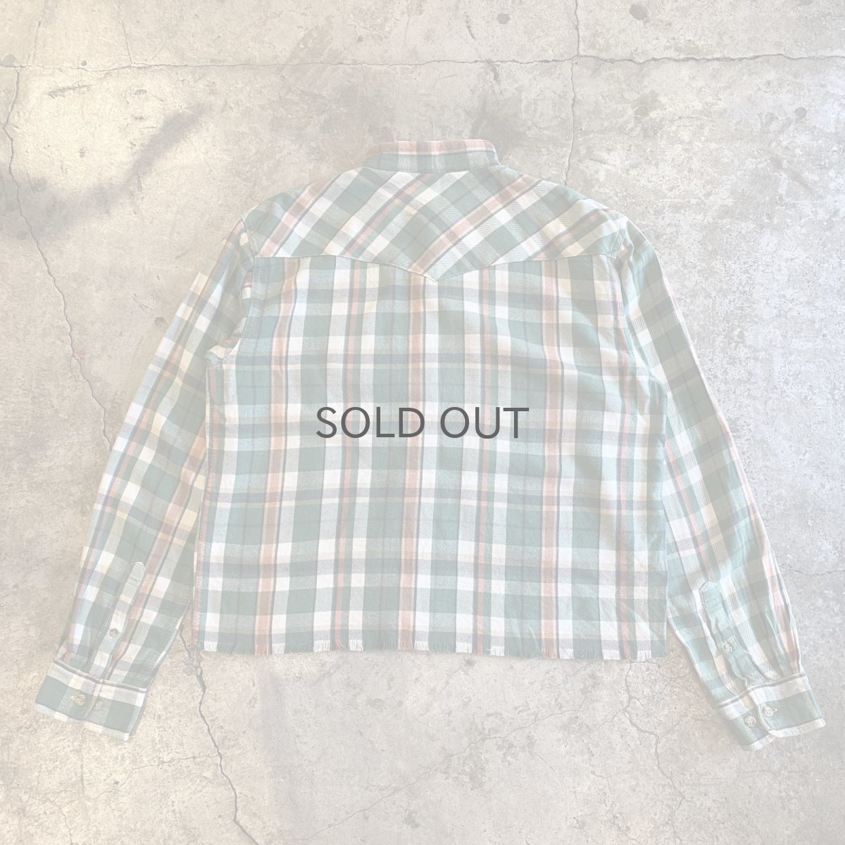 画像2: 【CARHARTT】CHECK PATTERN DOWN FRINGE CUT OFF SHORT DESIGN L/S SHIRT / Ladies L (2)