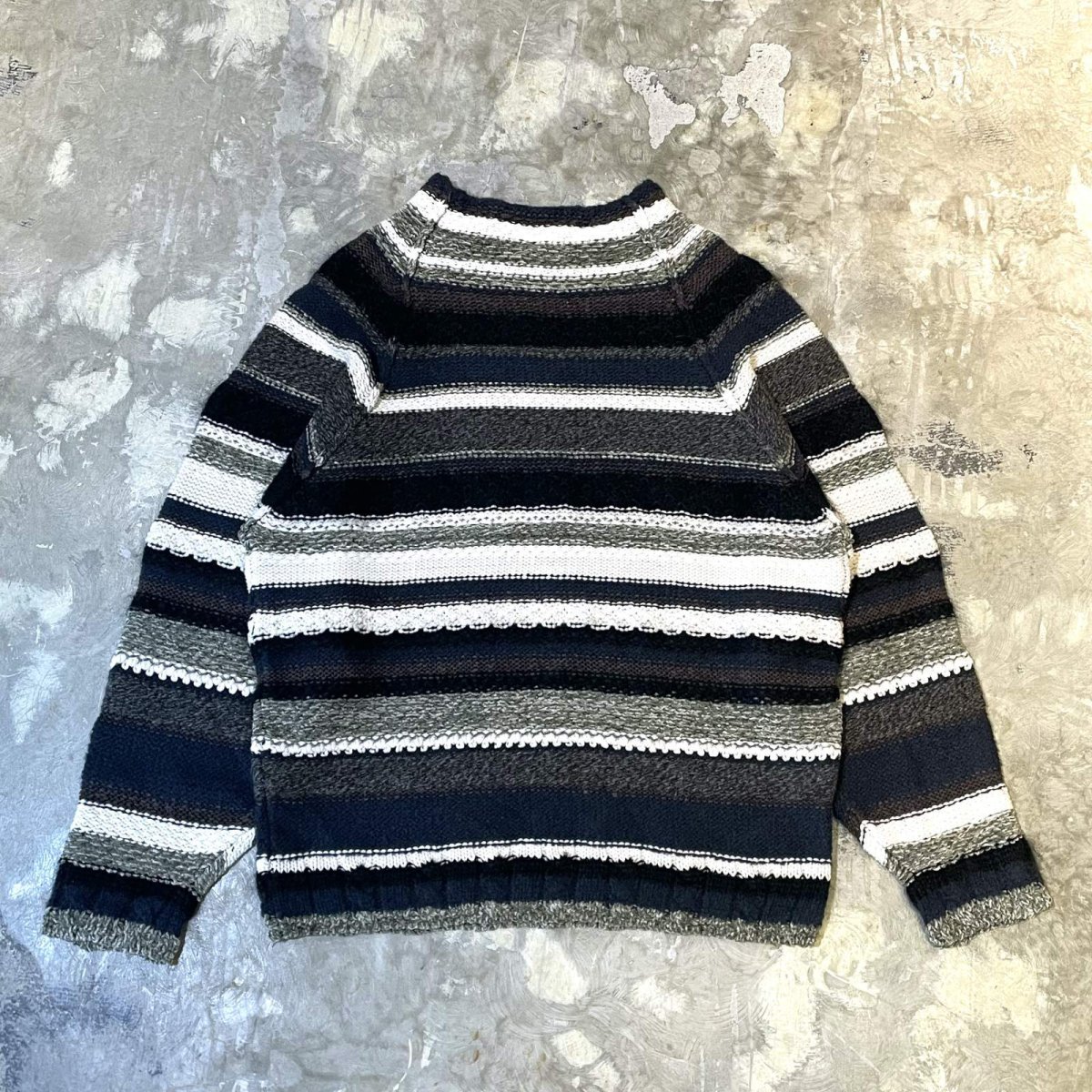画像2: 【JOSEPH ABBOUD】BORDER PATTERN RAGLAN SLEEVE KNIT SWEATER / Mens L (2)