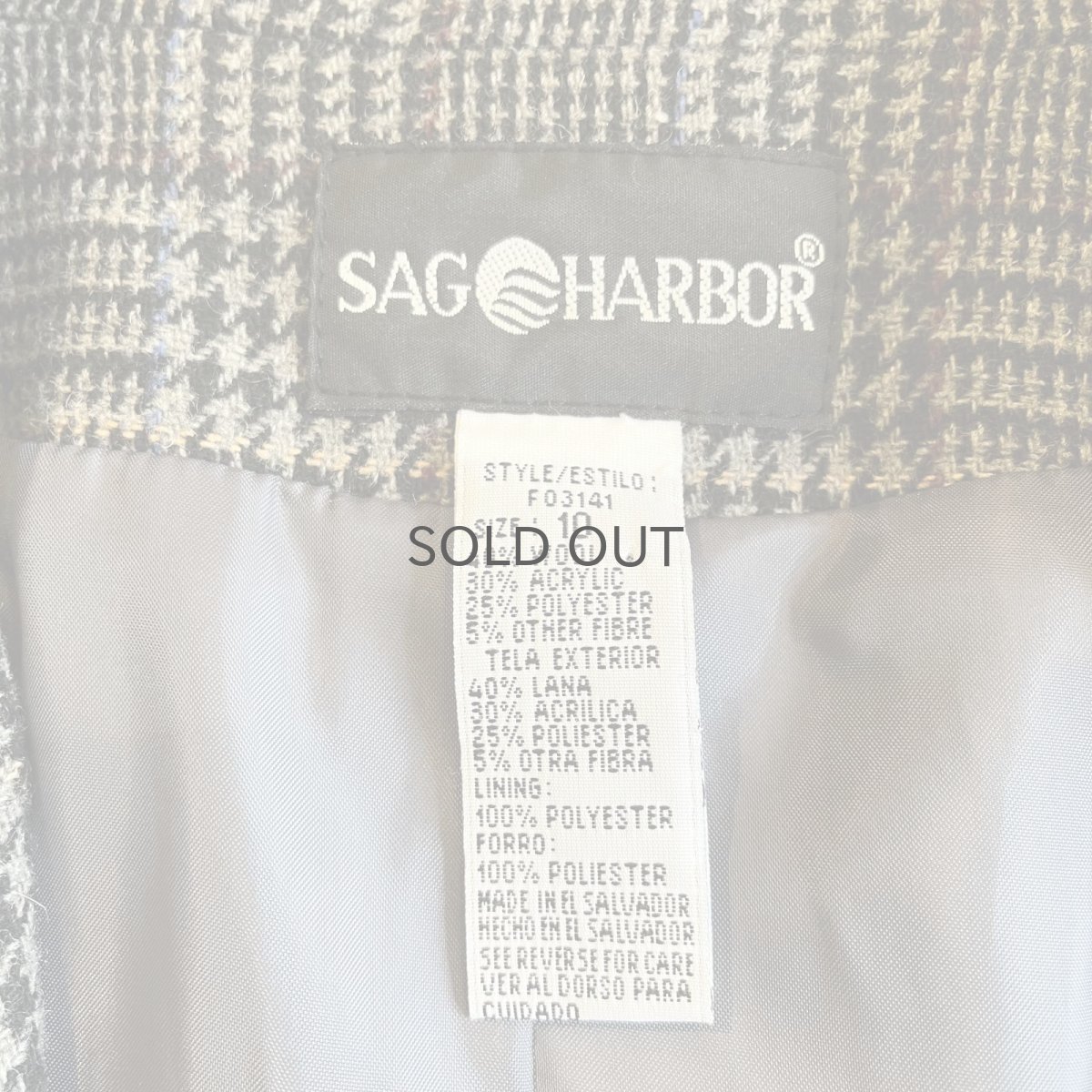 画像12: GREY COLOR GLEN CHECK PATTERN DESIGN TAILORED JACKET / Ladies M(10)  (12)