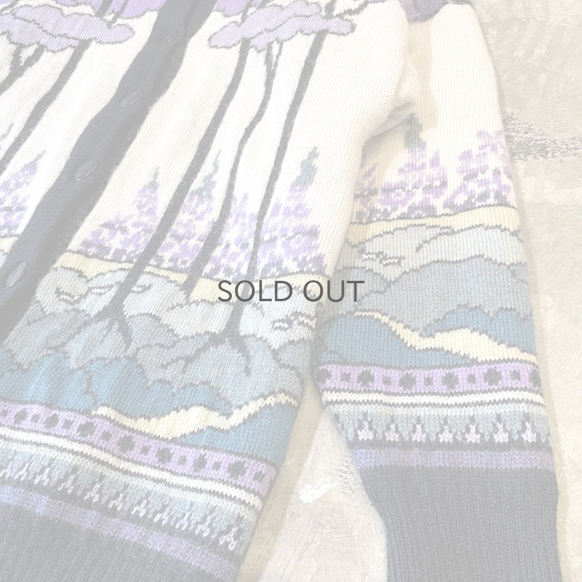 画像6: ALL OVER ART GRAPHIC PATTERN WOOL KNIT CARDIGAN / Mens L (6)