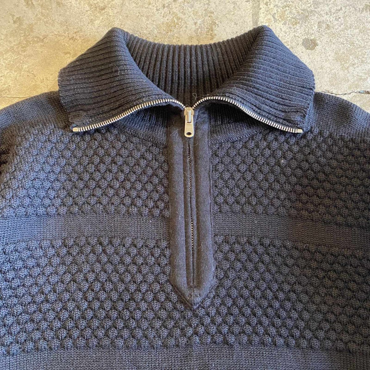 画像5: EURO HALF ZIP DESIGN BLACK COLOR KNIT SWEATER / Ladies L (5)