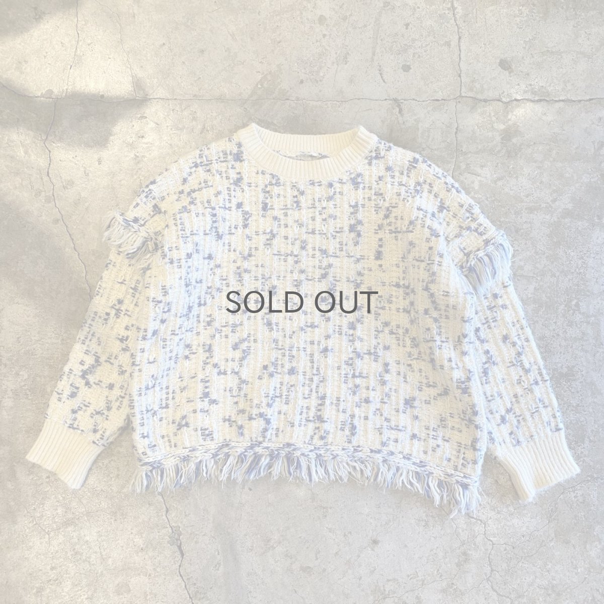 画像1: POINT FRINGE DESIGN MIX COLOR KNIT SWEATER / Ladies L (1)