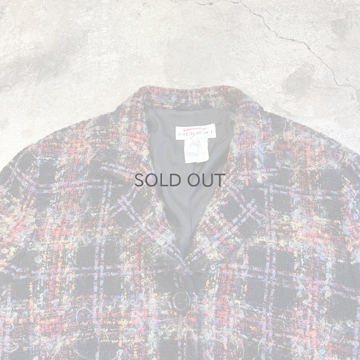 画像8: ALL OVER MIX COLOR CHECK PATTERN TWEED DESIGN JACKET / Ladies M(12) (8)