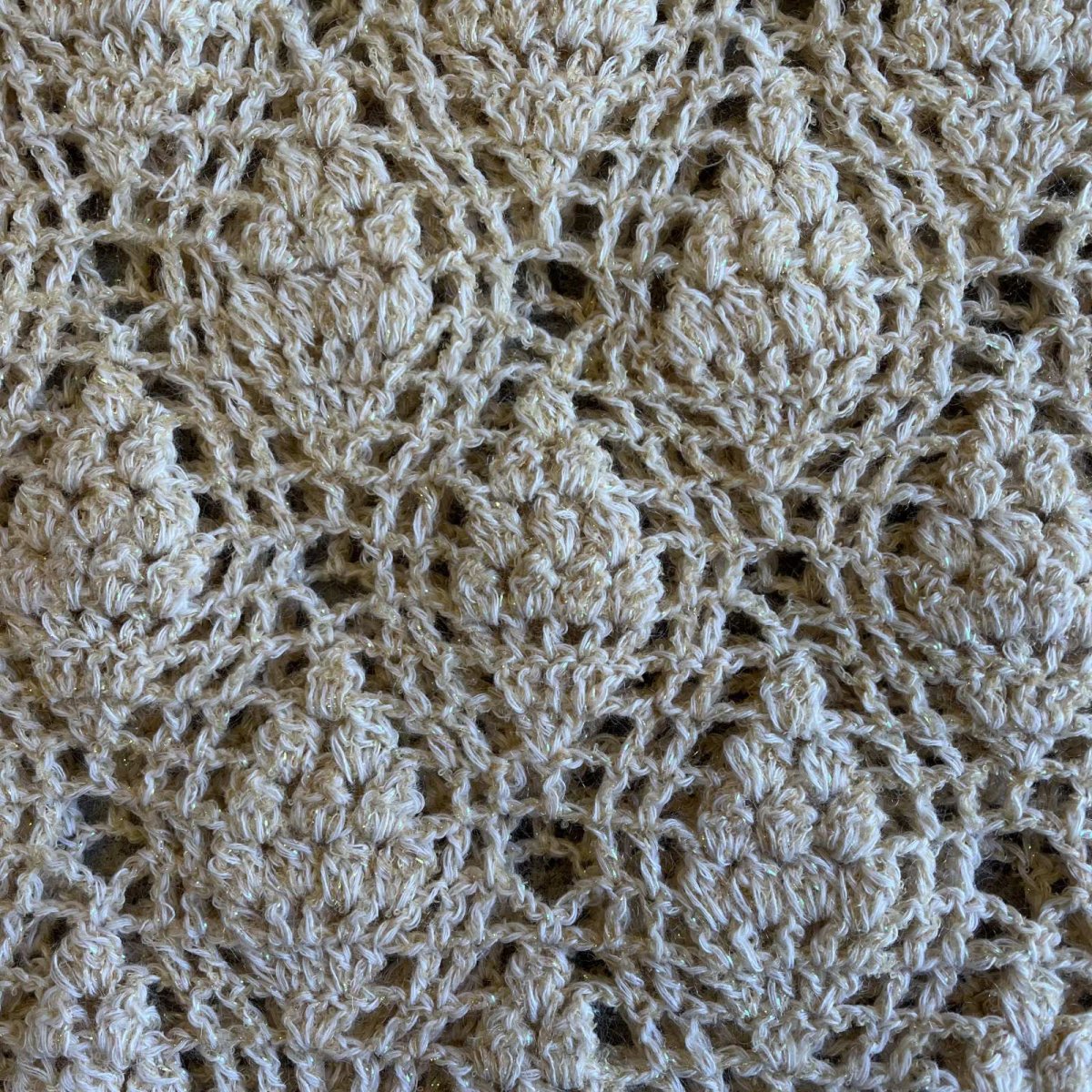 画像10: IVORY COLOR GLITTER MIX CROCHET DESIGN N/S KNIT TOPS / Ladies M (10)