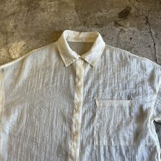 画像9: BIG 1 POCKET DESIGN SHIRRING SHEER OVER L/S SHIRT / Ladies L (9)