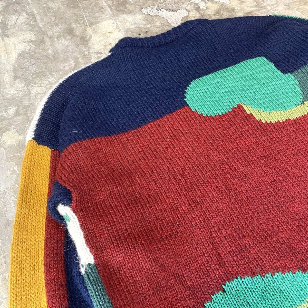 画像9: BOTH SIDE GRAPHIC PATTERN WOOL KNIT SWEATER / Mens M(XL) (9)