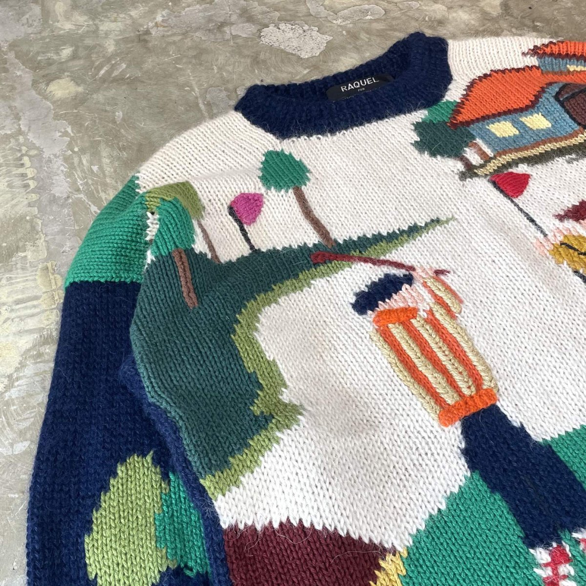 画像3: BOTH SIDE GRAPHIC PATTERN WOOL KNIT SWEATER / Mens M(XL) (3)