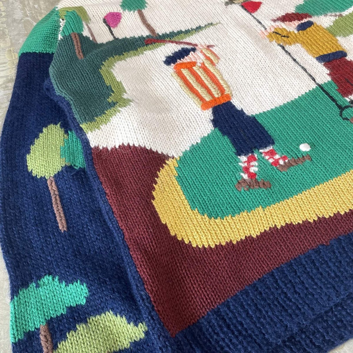 画像5: BOTH SIDE GRAPHIC PATTERN WOOL KNIT SWEATER / Mens M(XL) (5)