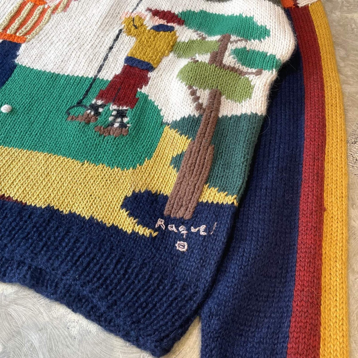 画像6: BOTH SIDE GRAPHIC PATTERN WOOL KNIT SWEATER / Mens M(XL) (6)