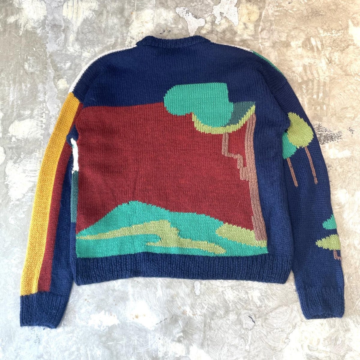 画像2: BOTH SIDE GRAPHIC PATTERN WOOL KNIT SWEATER / Mens M(XL) (2)